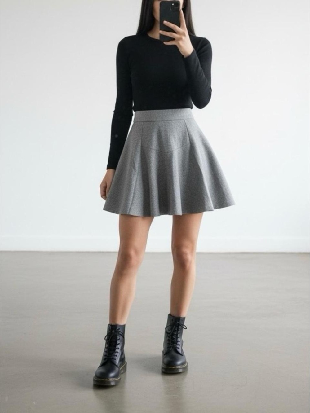 Banana Republic Heather Grey Wool Blend A Line Mini Skirt Size 4